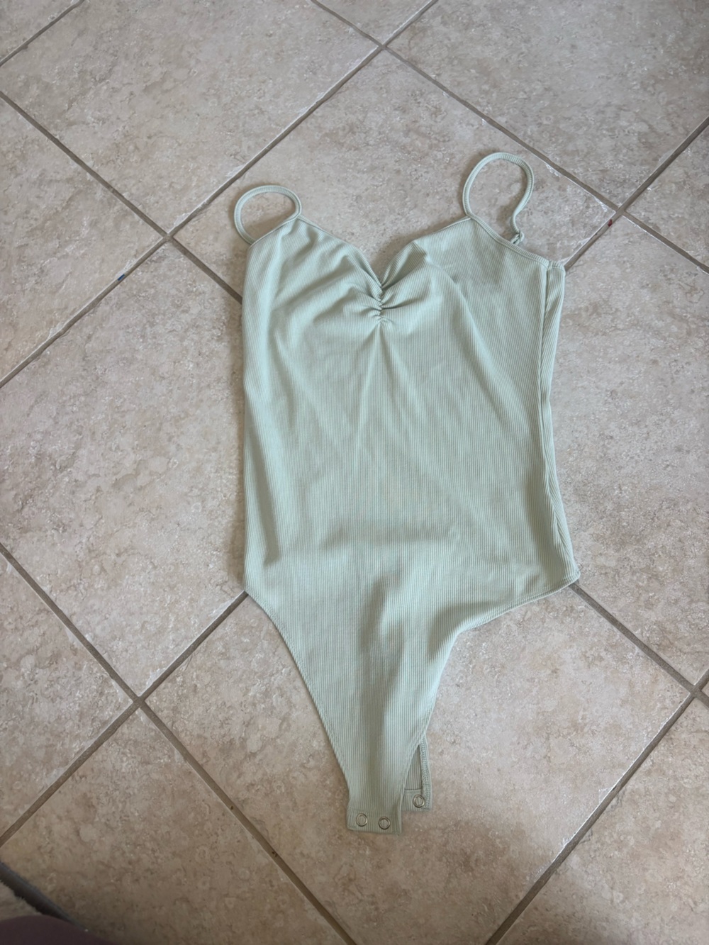 American Eagle Outfitters Mint Green Ribbed Bodysuit